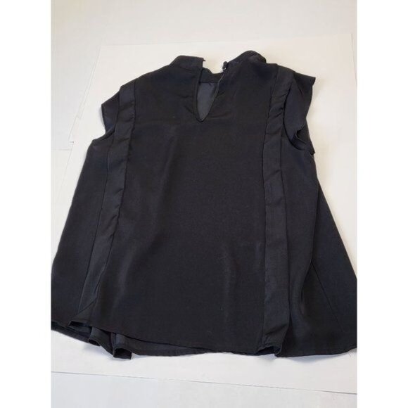 Who What Wear Black Flowy Mock Neck Peplum Blouse Size Medium - Picture 4 of 9